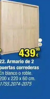 Rapimueble Armario De 2 Puertas Correderas 200x200x60cm oferta