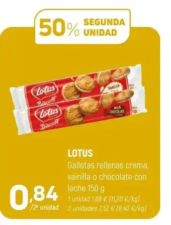 Coviran Lotus Galletas Rellenas Crema, Vainilla o Chocolate Con Leche 150g oferta