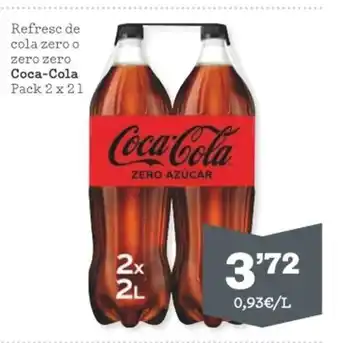 Sorli Refresc De Cola Zero o Zero Zero Coca-Cola Pack 2 x 2L oferta