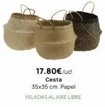 Rocasa 17.80€/ud cesta 35x35 cm. papel veladas al aire libre oferta
