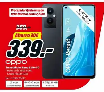 MediaMarkt Oppo smartphone reno 8 lite 5g oferta