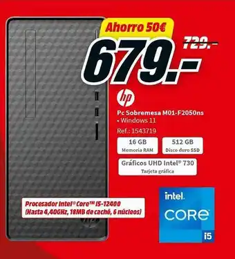 MediaMarkt Hp pc sobremesa m01-f2050ns oferta
