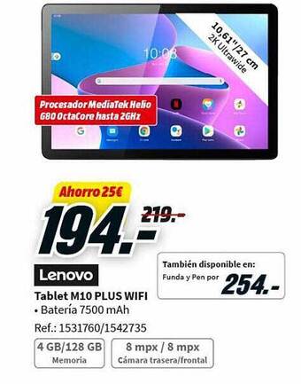 MediaMarkt Lenovo tablet m10 plus wifi oferta