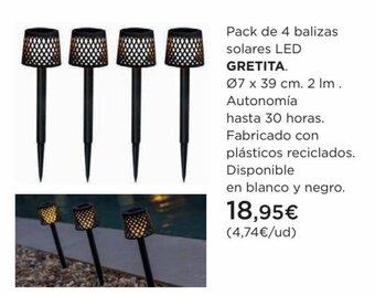 Hipercor Pack De 4 Balizas Solares LED Gretita oferta