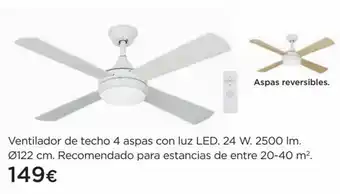 Hipercor Ventilador de Techo 4 Aspas Con Luz LED oferta