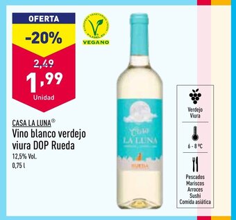 ALDI Vino Blanco Verdejo Viura DOP Rueda oferta