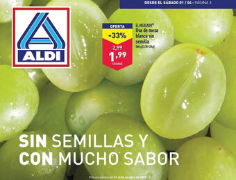 ALDI Uva de Mesa Blanca Sin Semillas oferta