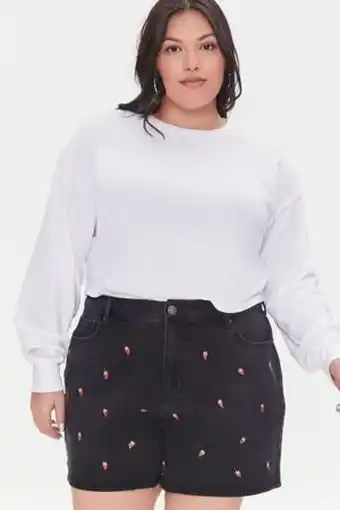 Forever 21 Plus size embroidered denim shorts oferta