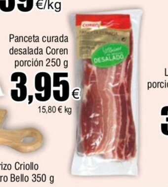 FROIZ Panceta Curada Desalada Coren Porción 250 g. oferta