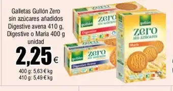FROIZ Galletas Gullón Zero sin Azúcares Añadidos Digestive Avena 410 g Digestive o Maria oferta