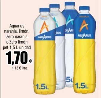 FROIZ Aquarius Naranja, Limón, Zero Naranja o Zero Limón Pet 1.5 L unidad oferta