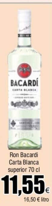 FROIZ Ron Bacardi Carta Blanca Superior 70 cl oferta