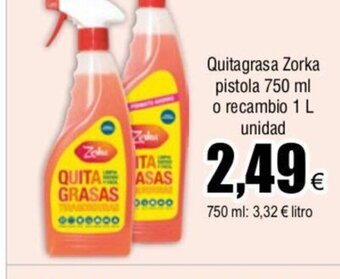 FROIZ Quitagrasa Zorka Pistola 750 ml o Recambio 1 L unidad oferta