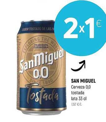 Coviran San miguel cerveza 0,0 tostada lata oferta