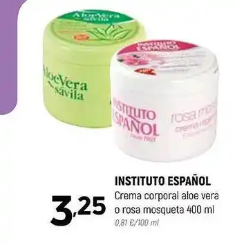 Coviran Instituto español crema corporal aloe vera o rosa mosqueta oferta