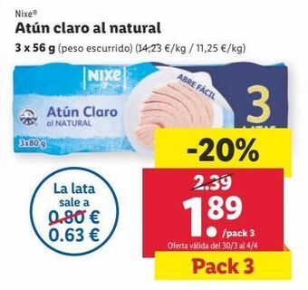 Lidl Atún claro nixe oferta