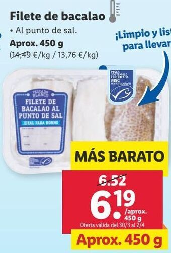 Lidl Filetes de bacalao oferta