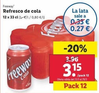 Lidl Refresco de cola freeway oferta