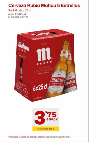 AhorraMas Cerveza rubia mahou oferta