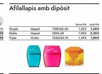 Abacus Simple doble afilallapis amb dipòsit maped maped giotto 1108160.40 2006.68 1236233.10 sense iva amb iva 1,32 € 1,6 oferta