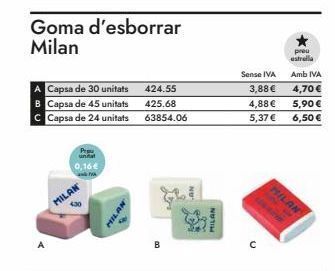 Abacus Capsa de 30 unitats  b capsa de 45 unitats  c capsa de 24 unitats  pr unitat  0,16€  milan  milan  424.55  425.68  63854.06   oferta