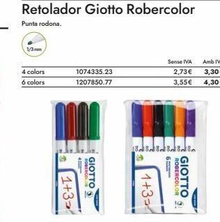 Abacus 1/3  4 colors  6 colors  1+3=  1074335.23 1207850.77  retolador giotto robercolor  punta rodona.  robercolor  giotto  d  1+3= oferta
