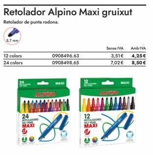 Abacus 5,7 mm  12 colors  24 colors  24 taladors buy hind maxi  0908496.63 0908498.65  maxi  chfessid  #  retolador alpino maxi grui oferta