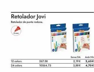Abacus Retolador jovi retolador de punta rodona. 3 mm 12 colors 24 colors 267.58 10564.73 sense iva 2,19 € 3,88 € amb iva oferta