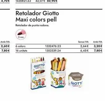 Abacus 5 mm retolador giotto maxi colors pell retolador de punta rodona. 6 colors 16 unitats giotto 1332476.23 1352539.24 on oferta