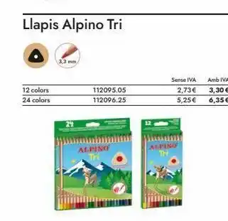 Abacus 12 colors 24 colors llapis alpino tri 3,3 mm 112095.05 112096.25 alpino alpino tri sense iva 2,73€ 5,25 € amb iva oferta