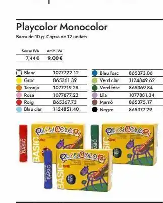 Abacus Playcolor monocolor barra de 10 g. capsa de 12 unitats. sense iva 7,44 € blanc groc taronja rosa roig blau clar 1124 oferta