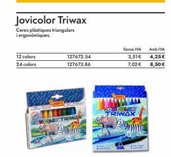 Abacus Jovicolor triwax  ceres plàstiques triangulars  i ergonomiques.  12 colors  24 colors  127672.54  127673.86  triwax  sense iv oferta