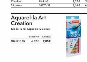 Abacus 12 colors 24 colors 1041218.39 aquarel·la art creation tub de 12 ml. capsa de 12 unitats. 944.66 14170.32 sense iva amb oferta