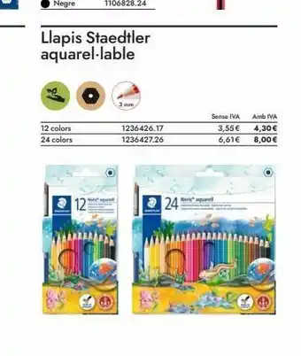 Abacus 12 colors 24 colors 121 llapis staedtler aquarel-lable 3 mm 1236426.17 1236427.26 24 sense iva 3,55 € 6,61€ noris a oferta