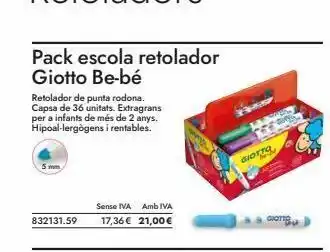 Abacus Pack escola retolador giotto be-bé retolador de punta rodona. capsa de 36 unitats. extragrans per a infants de més de 2 anys oferta
