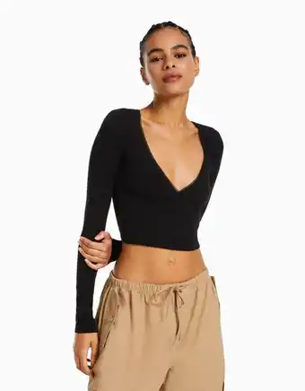 Bershka Camiseta manga larga cruzada oferta