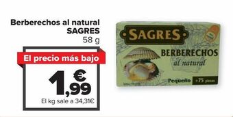 Carrefour Market Berberechos al natural sagres oferta