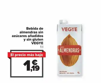Carrefour Market Bebida de almendras sin azúcares añadidos y sin gluten vegye oferta