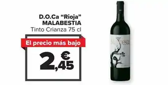 Carrefour Market D.o.ca. ''rioja'' malabestia tinto crianza oferta