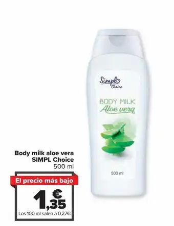 Carrefour Market Body milk aloe vera simpl choice oferta