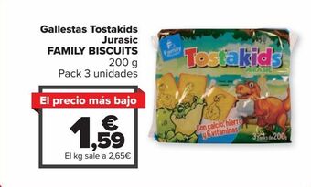 Carrefour Market Galletas tostakids jurasic family biscuits oferta