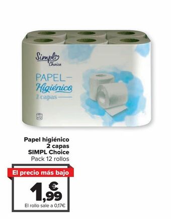 Carrefour Market Papel higiénico 2 capas simpl choice oferta