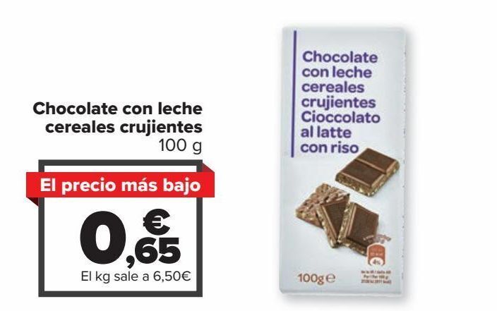 Carrefour Market Chocolate con leche cereales crujientes oferta