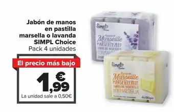 Carrefour Market Jabón de manos en pastillas marsella o lavanda simpl choice oferta