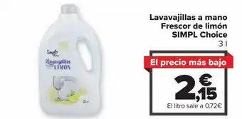 Carrefour Market Lavavajillas a mano frescor de limón simpl choice oferta