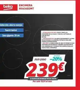 Mi electro Beko Encimera Hii63402mt oferta