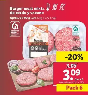 Lidl Burger Meat Mixta De Cerdo y Vacuno oferta