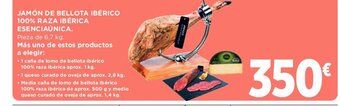 Hipercor Jamón de Bellota Ibérico 100% Raza Ibérica Esenciaúnica oferta