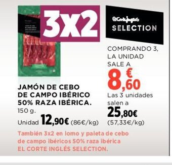 Hipercor Jamón De Cebo De Campo Ibérico 50% Raza Ibérica oferta