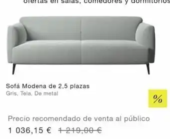 BoConcept Sofá modena de 2,5 plazas gris, tela, de metal precio recomendado de venta al público 1 036,15 € + 219,00 € % oferta